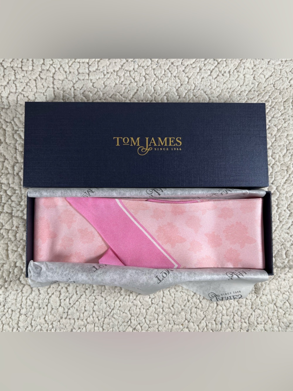 Tom James Pink Floral 100% Silk Scarf